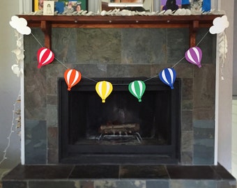 Rainbow Hot Air Balloon Party Banner Garland, Balloon Garland, Hot Air Balloon Banner