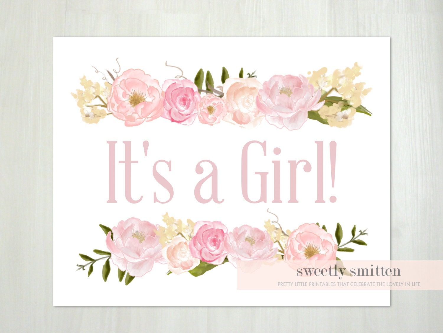 Instant Download 8x10 Printable Floral It's a Girl Gender