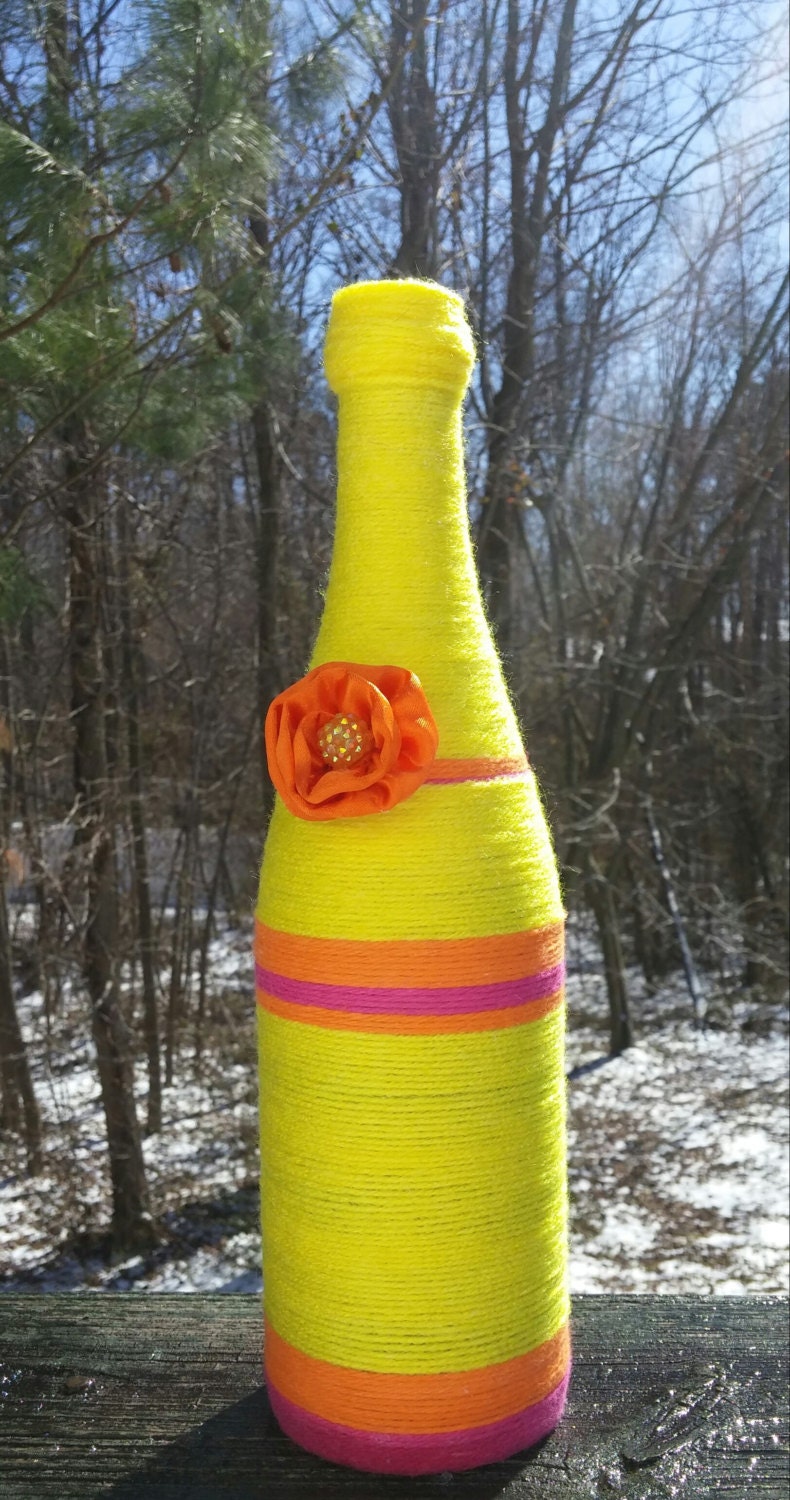 Yarn BottleYellow Yarn BottleSpring home decor Yarn Art