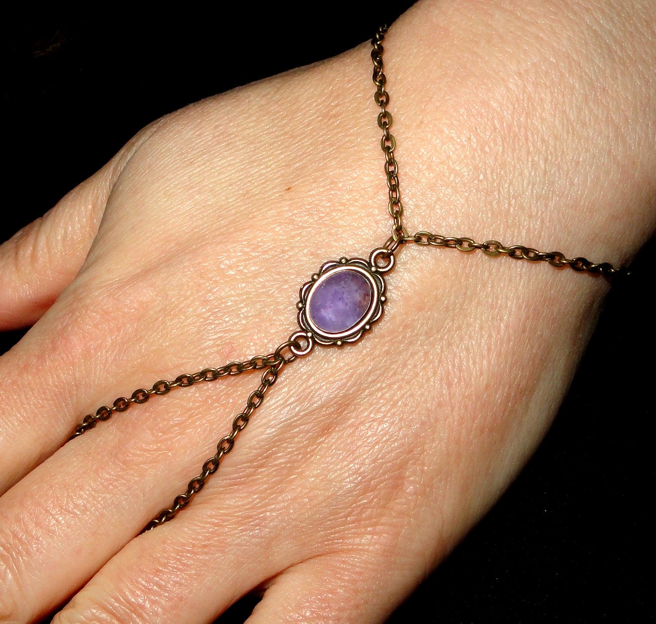 Slave bracelet Boho amethyst slave bracelet Finger by GemmaJolee