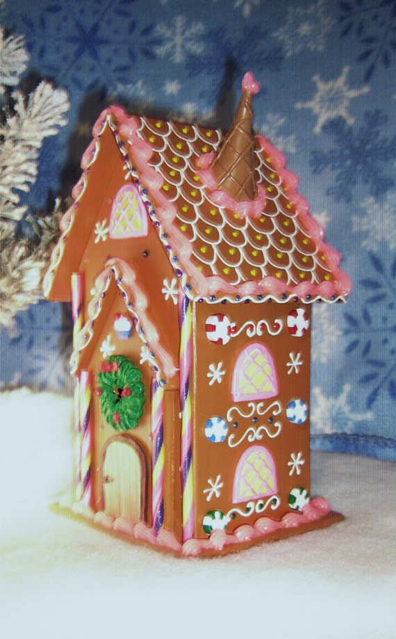 Two Story Wooden Gingerbread Cottage w/ Pink Trim