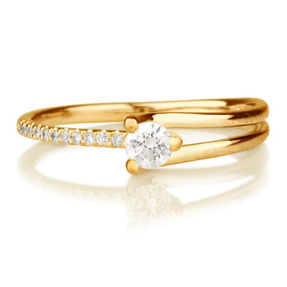 Delicate Ring Diamond Engagement Ring 14K Gold Ring Diamond