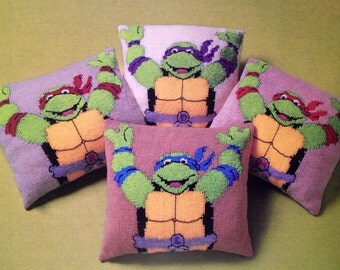 teenage mutant ninja turtles vintage knitting pattern for cushions