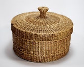 Vintage Native American Round Lidded Trinket Basket with Knob