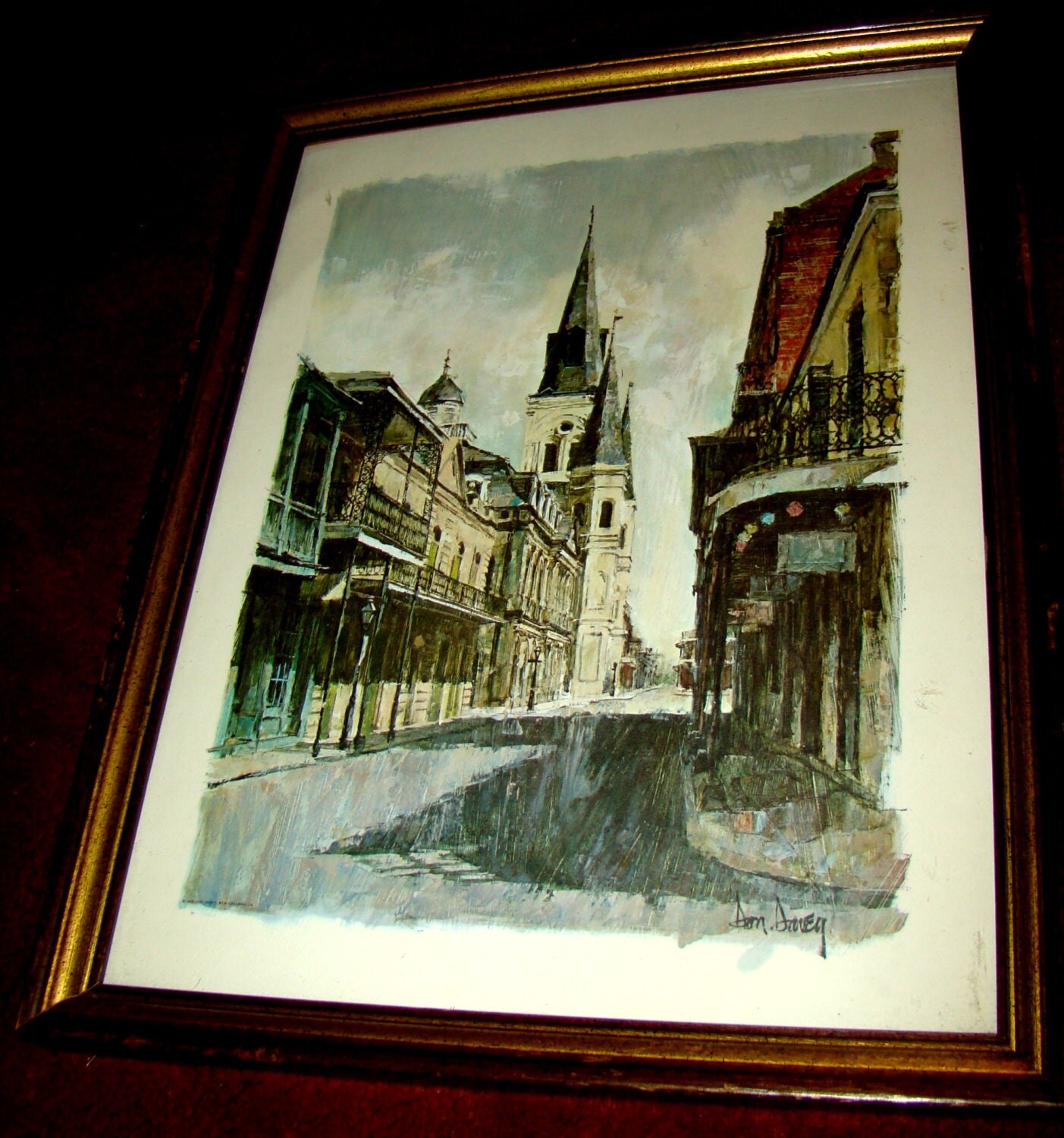 Don Davey Framed Vintage 1968 Lithograph Art print of