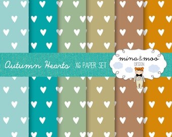 Autumn Fall Digital Paper, Autumn digital paper, Hearts seamless paper, Digital Paper Fall, Autumn Digital Paper, Fall Digital Background