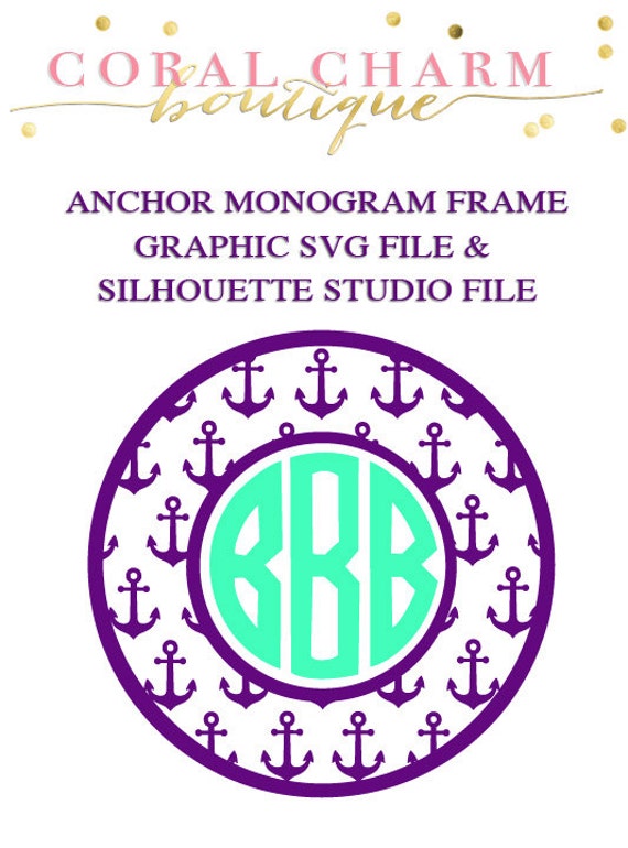 Download Anchor Monogram Frame File for Cutting Machines SVG and