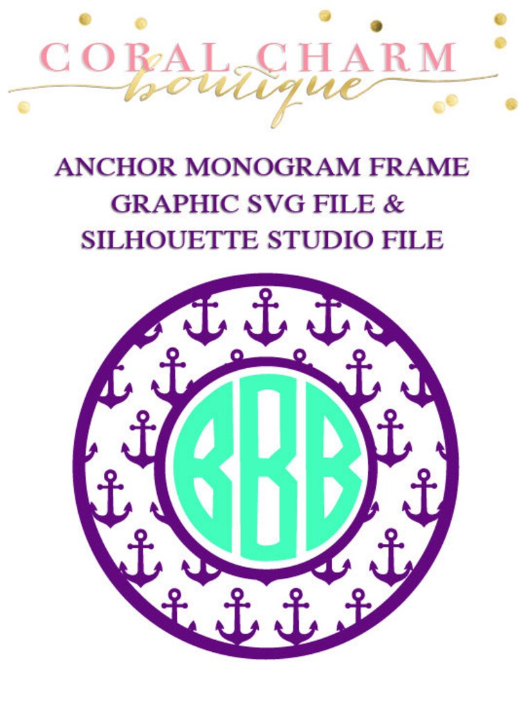 Download Anchor Monogram Frame File for Cutting by CoralCharmBoutique