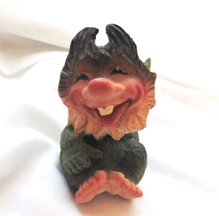 Vintage Henning Troll Gnome Figurine Carved By Hand In Norway