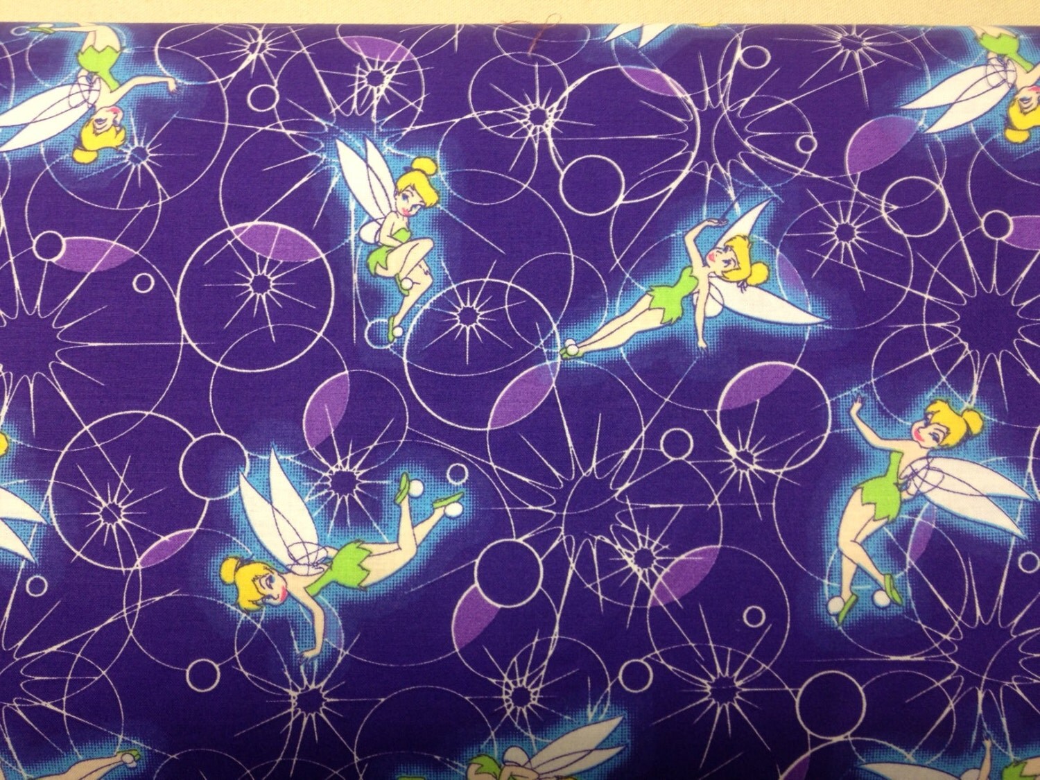 Retro Disney Tinkerbell Fabric Fabric By the Yard