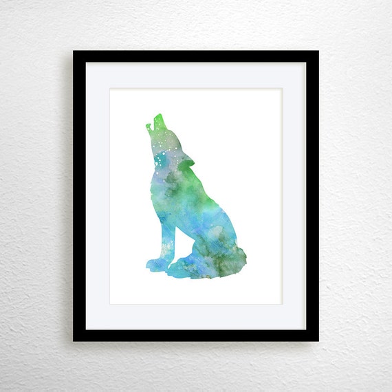 Howling Wolf Print Wolf Poster Wolf Wall Decor by MiaoMiaoDesign