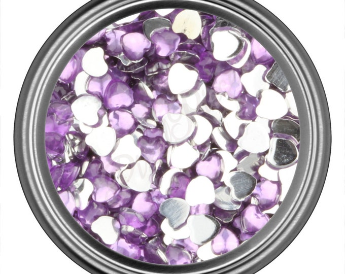 Light Purple Heart Rhinestone Gems Flat Back Face Art Nail Art Scrapbook Phone Decoration 3mm