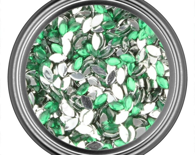 Green Oval Rhinestone Gems Flat Back Face Art Nail Art Scrapbook Phone Decoration 3mm