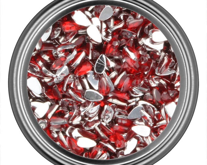Red Tear Drop Rhinestone Gems Flat Back Face Art Nail Art Scrapbook Phone Decoration 3mm