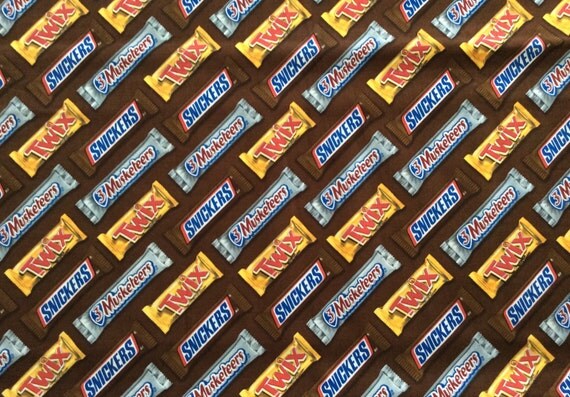 Fabric with Candy Bars cotton fabric by the by OmasFabricAndGifts