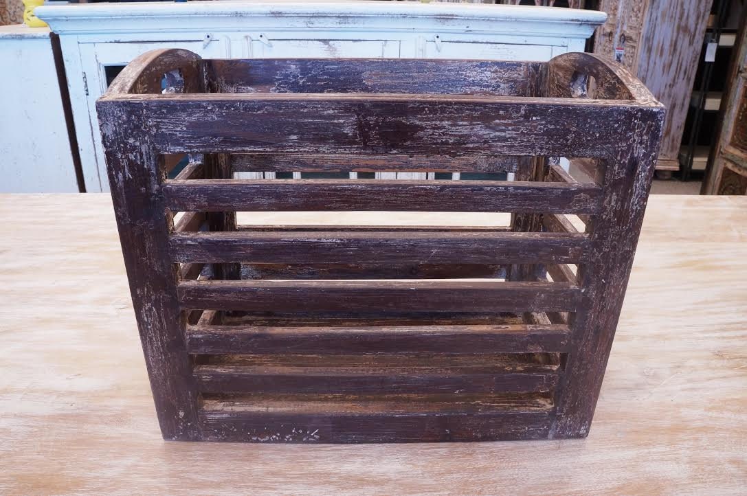 Distressed Solid Wood Storage Basket by ReclaimedHouse on Etsy