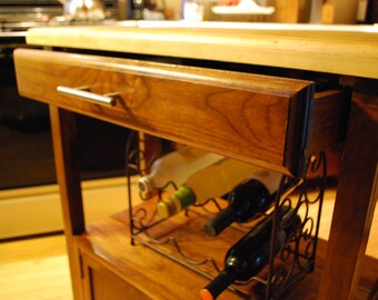 Butcher Block Island, Extra Kitchen Storage, Chopping Block Island, Kitchen Prep Space, Kitchen Island with Wheels, Cabinet Space, Drawer