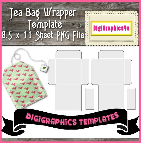 Printable Tea Bag Template Instant Download PNG by DigiGraphics4u