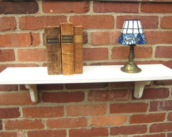 Distressed Off-White wall shelf (pictured) 7.25" wide with plate groove, Simple style wall shelves, living room shelves, Select options