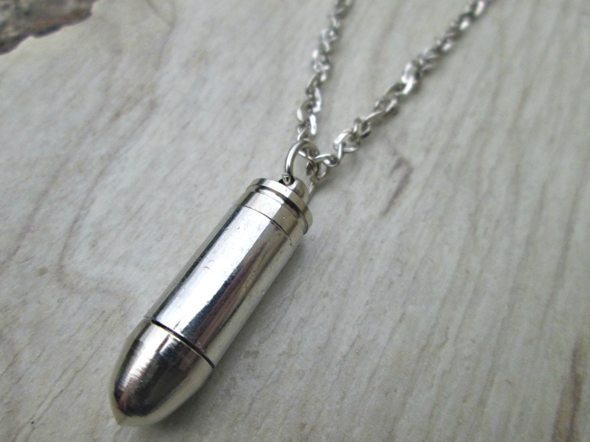 20 Silver Bullet Necklaces Cremation Urn Necklace by ThePeapodShop