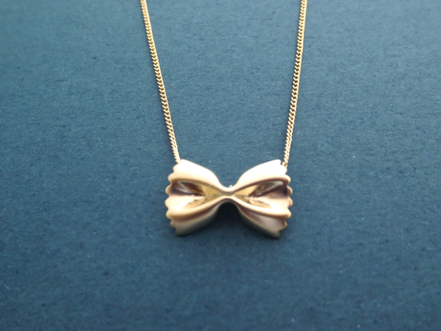 Gold Silver Pasta Ribbon Necklace Modern Dainty