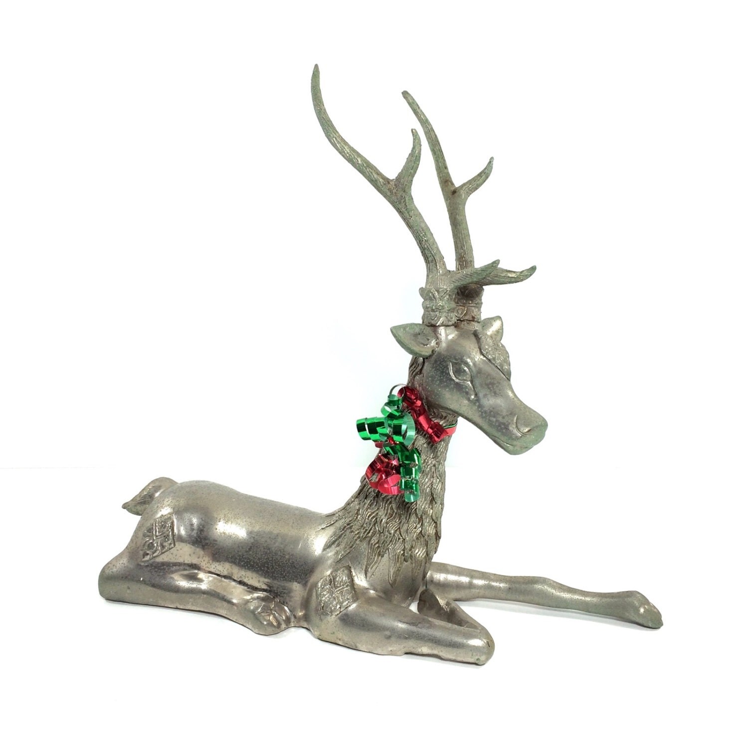 large 13 vintage silver reindeer statue 13 long large 13 vintage silver reindeer statue 13 long