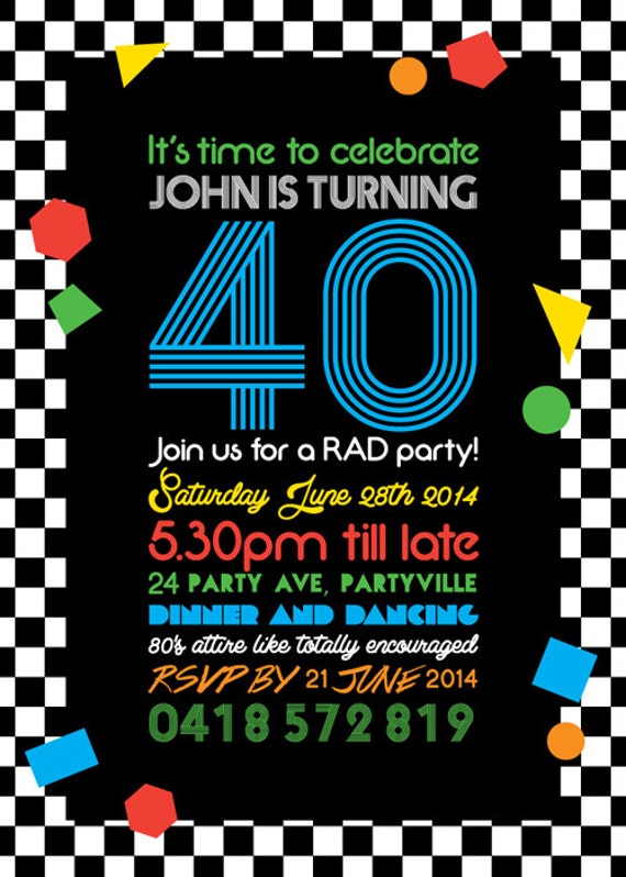 19 Unique Einladung 40.Geburtstag 80Er Party