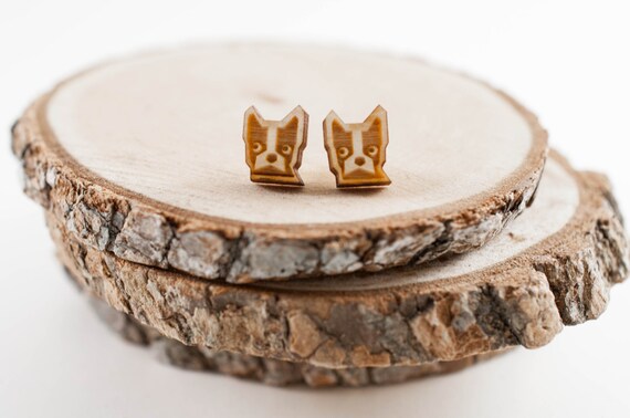 Laser Cut Boston Terrier Wood Earrings | Dog Earrings | Unisex earrings Laser Cut Boston Terrier Wood Earrings | Dog Earrings | Unisex earrings