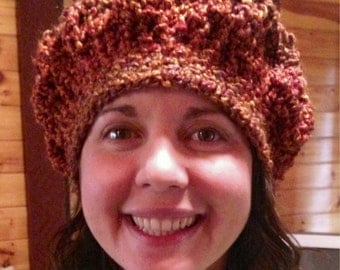 Burnt Orange Crochet Beanie / Slouchy Beanie / Skull Cap / Running Hat / Chemo Beanies / Mom Life Beanie / Ear Warmer Hat