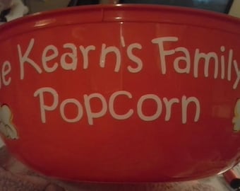 Personalized Popcorn Bowl, Family Popcorn Bowl, Custom Food Bowl Your Way