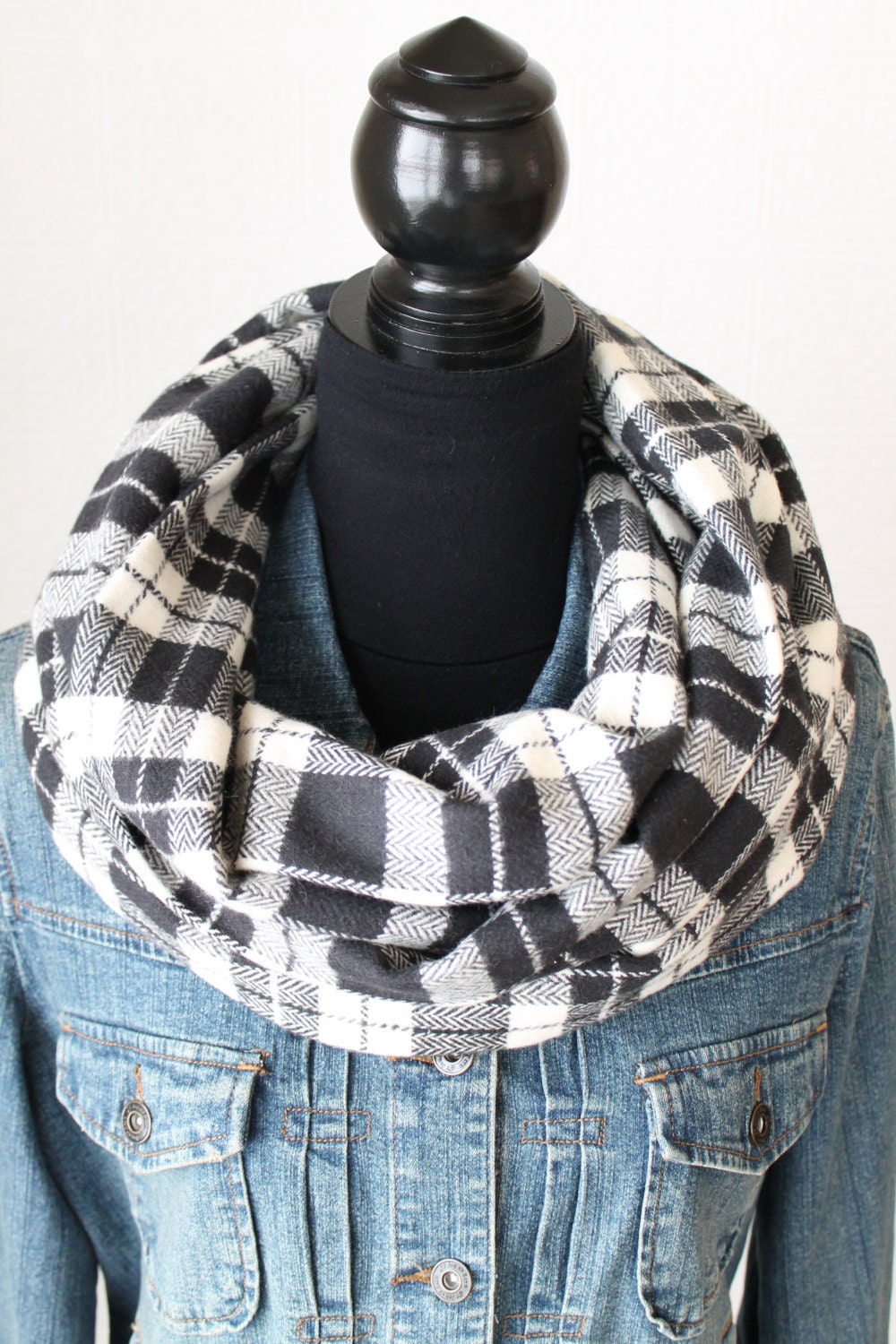 Flannel Scarf Plaid Scarf Infinity Scarf Winter Scarf