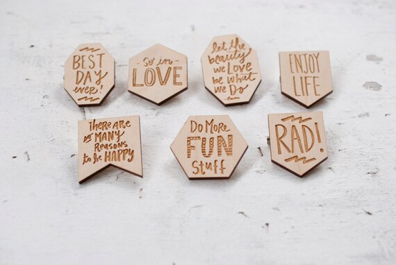 Wooden Engraved Quote Pins