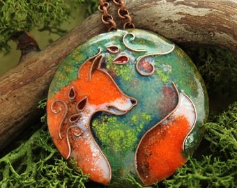 Pendant red fox forest keeper. Red fox pendant, Red fox necklace