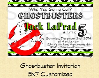 GHOSTBUSTER Party Invitation- You Print, Customized Ghostbuster Invite