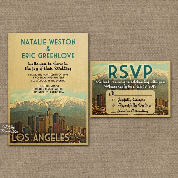 Los Angeles Wedding Invitation Printable by NiftyPrintables