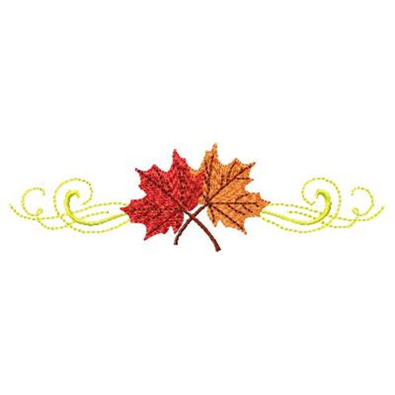 Machine Embroidery Fall Leaf Scroll