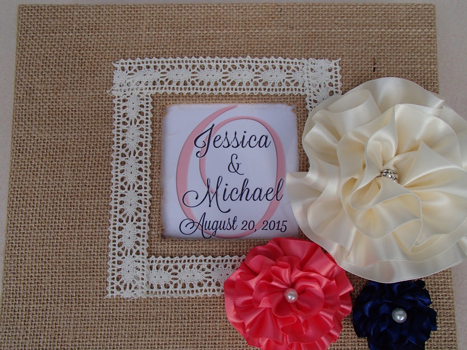 Burlap & Lace Guest Book Set Wedding Shower by ParadiseBridal