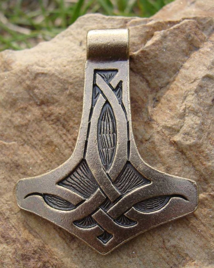 KNOTTED THOR's HAMMER Tin Pendant Viking Mjollnir Mjolnir