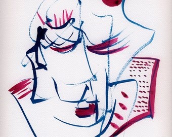 Articles similaires à Portrait Femme Portrait Peinture Portrait Dessin