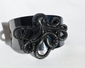 Large Octopus Bracelet  / Cthluhu Cuff Bracelet / Horror Jewelry / Mythology Jewelry / Comic Fan Jewelry / Cosplay Bracelet / Black