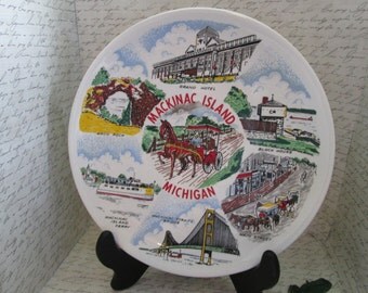 Bold and Bright Full Color Mackinac Island Michigan Souvenir Plate ...