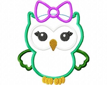 Baby girl owl applique design download - 5x7 hoop size