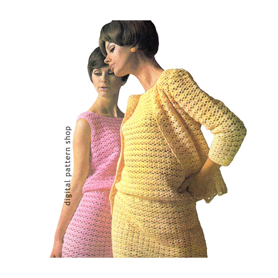 Crochet Pattern Sleeveless Dress & Jacket Womens Sweater