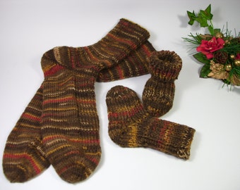 MADE TO ORDER hand knit socks for mom and baby multicolor socks hand knit socks unique socks woman socks baby socks set baby shower gift