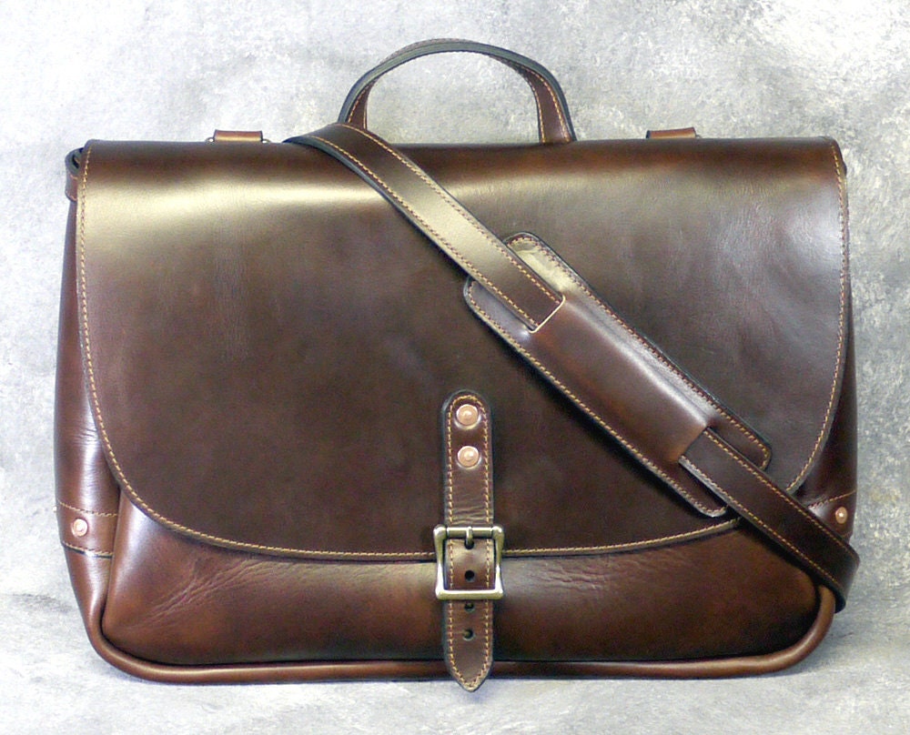 Brown Horween Leather 16 Messenger Bag Mail Bag Wall