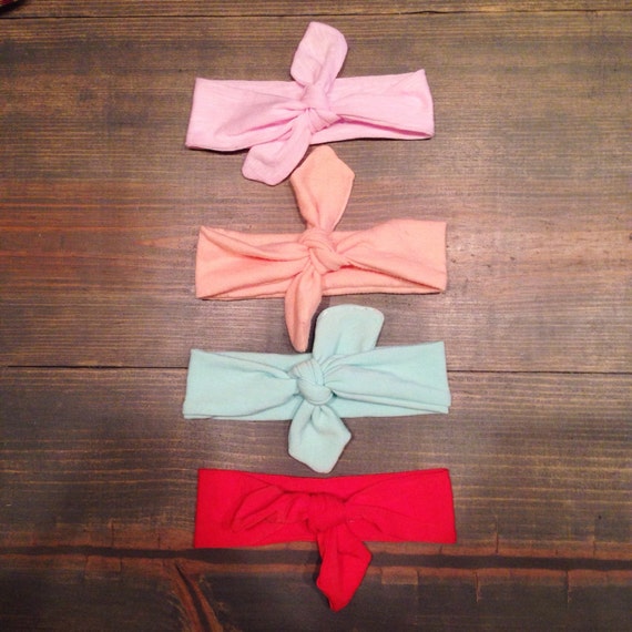 Items similar to Baby Knot Headbands, Pink, Peach, Mint, Red, soft