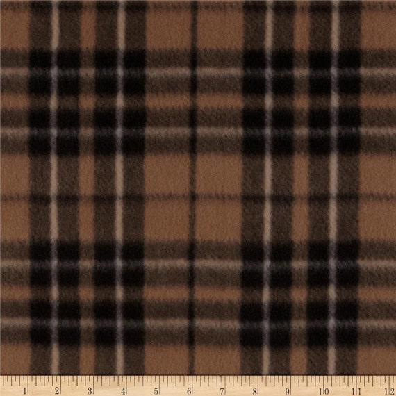 On Sale Brown Plaid Fleece Fabric By The By Reneeschoicefabrics