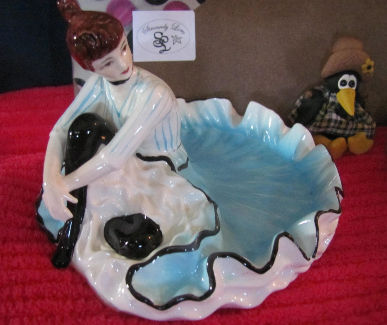 1950s Beautiful Vintage Sitting Lady Candy Dish Haute Juice