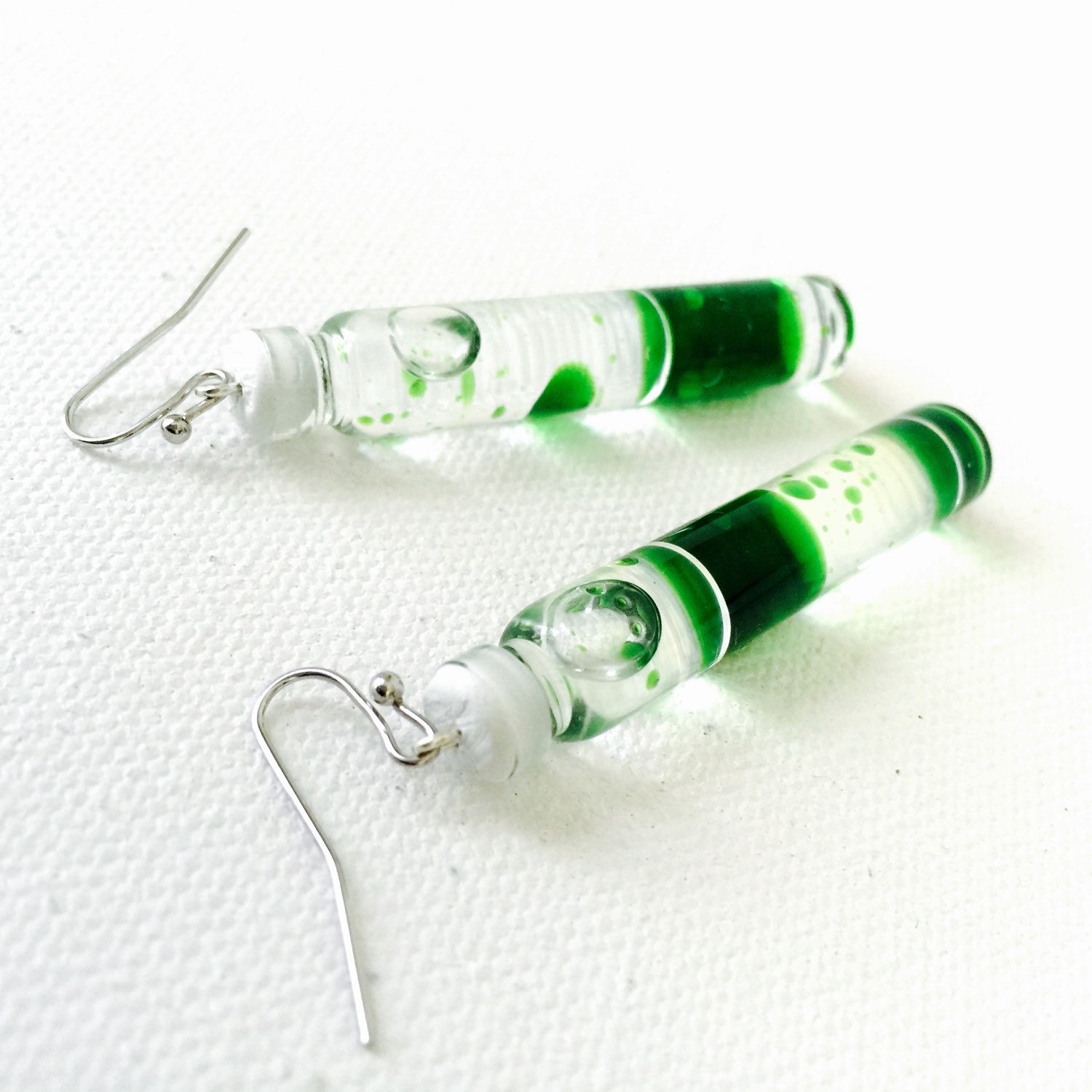 Test tube earrings liquid filled jewelry lab by bottlefingers