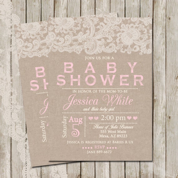 Rustic Baby Girl Shower Invitations 8